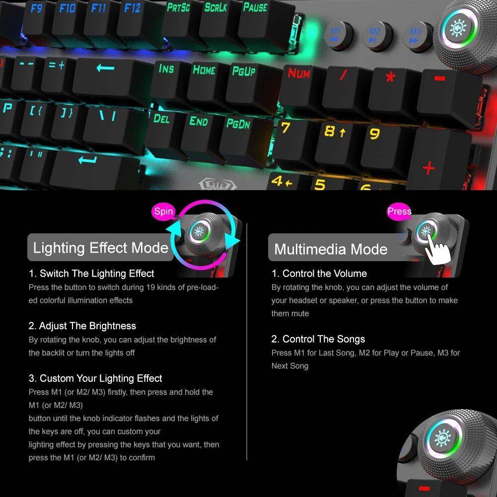 Wired Mechanical Gaming Keyboard Gadgets Color : Black Switch|Blue Switch|White Backlight|Brown Switch 