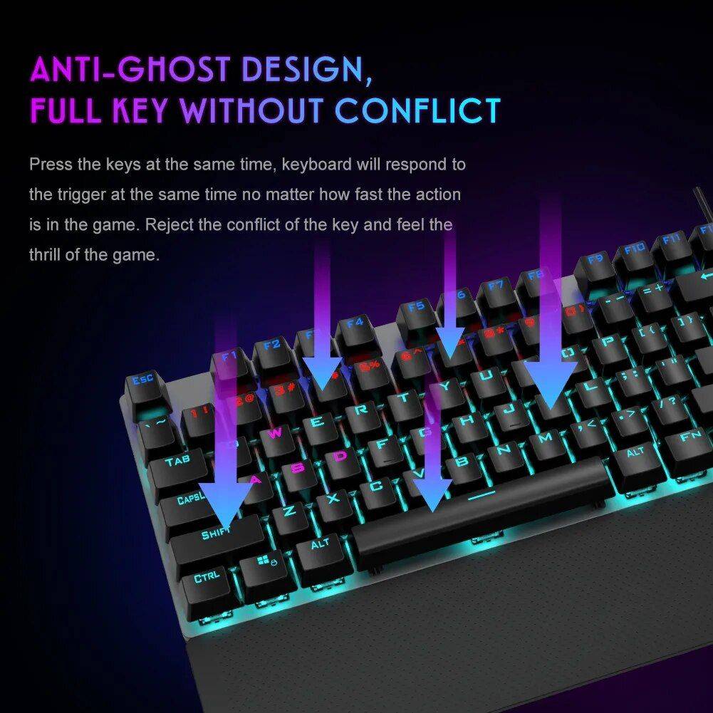 Wired Mechanical Gaming Keyboard Gadgets Color : Black Switch|Blue Switch|White Backlight|Brown Switch 