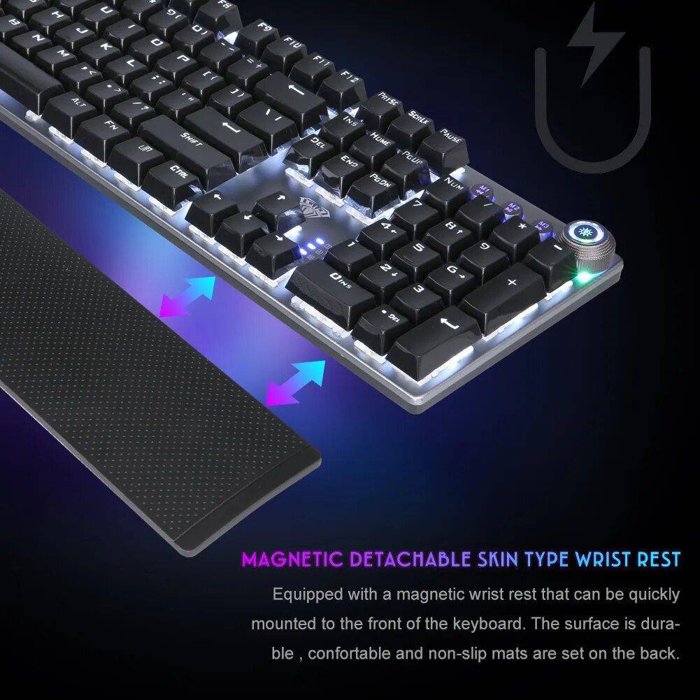 Wired Mechanical Gaming Keyboard Gadgets Color : Black Switch|Blue Switch|White Backlight|Brown Switch 