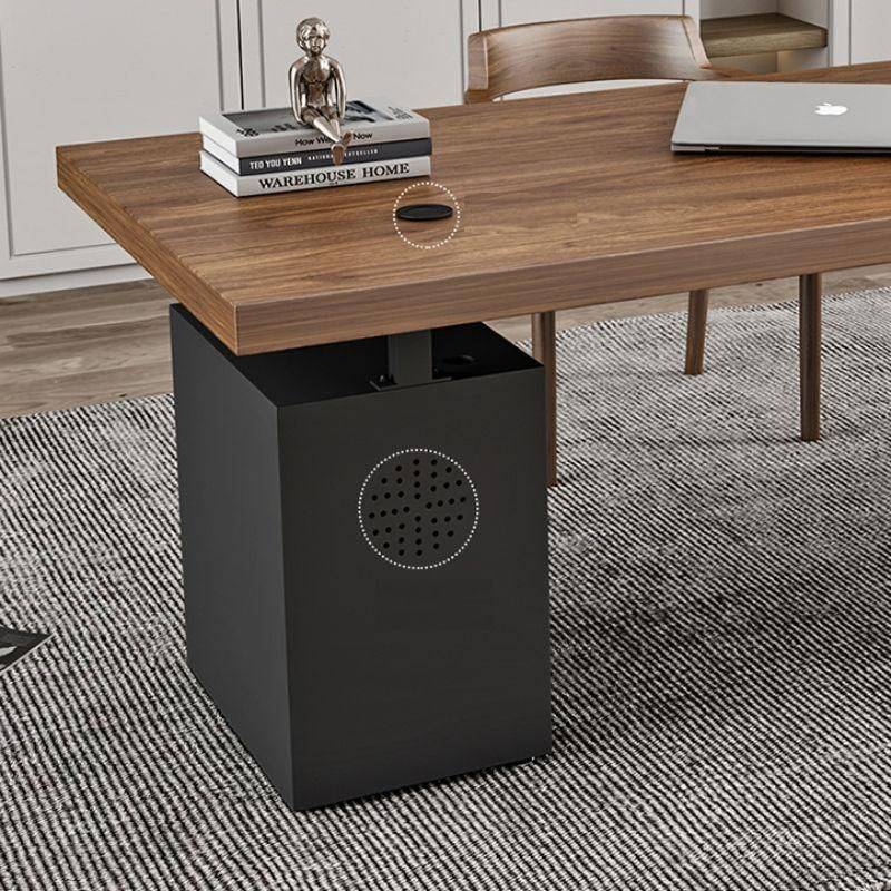 Modern Solid Wood Metal Computer Desk with Storage Furniture Color : Brown/Black (Storage)|Brown/Black (System Unit) 