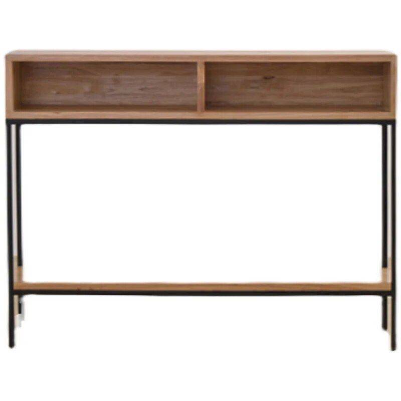 Modern Minimalist Wood Console Table with Storage Drawers Furniture Color : Light Brown 