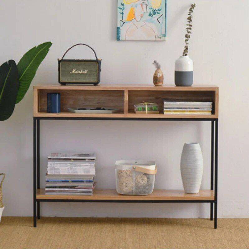 Modern Minimalist Wood Console Table with Storage Drawers Furniture Color: Light Brown 