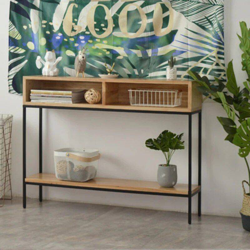 Modern Minimalist Wood Console Table with Storage Drawers Furniture Color : Light Brown 