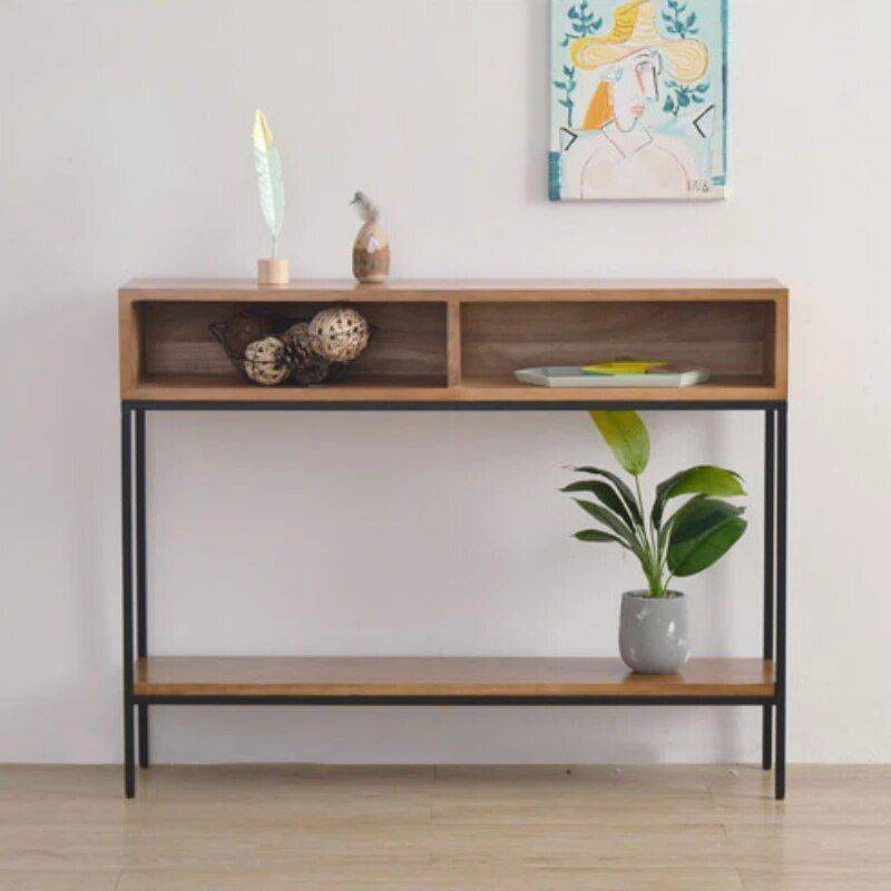 Modern Minimalist Wood Console Table with Storage Drawers Furniture Color : Light Brown 