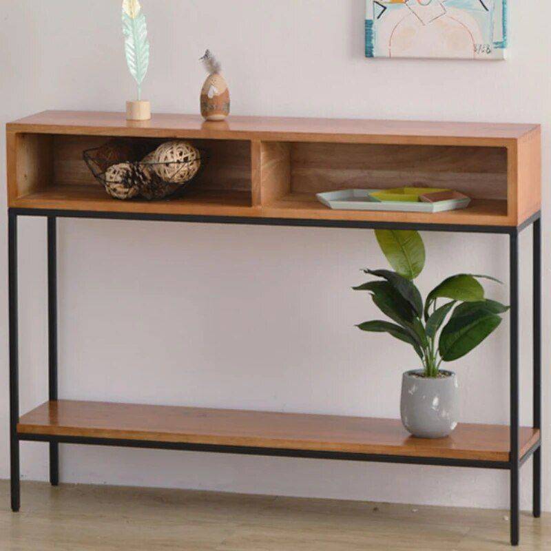 Modern Minimalist Wood Console Table with Storage Drawers Furniture Color : Light Brown 